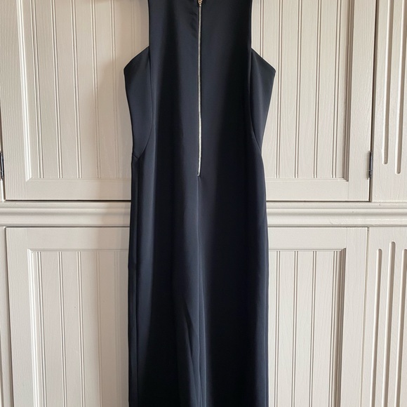 Zara Sz S Black Crepe Jumpsuit Wide Leg Crop Zip Front Sleeveless small - Picture 4 of 13